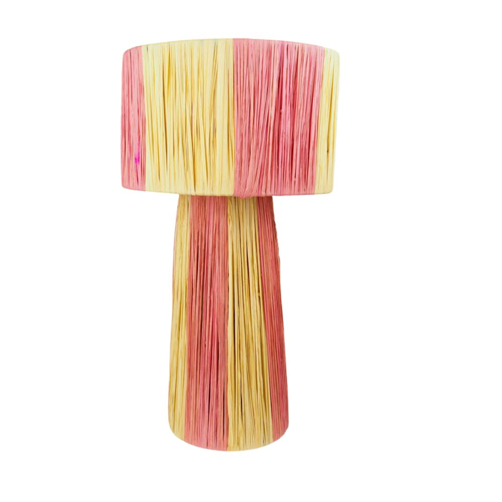 Marokkaanse raffia lamp naturel/roze L