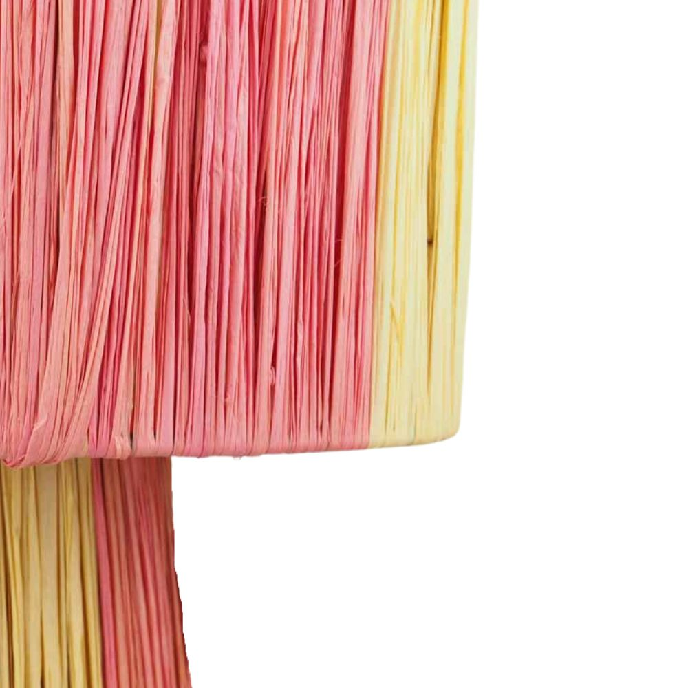 Marokkaanse raffia lamp naturel/roze L