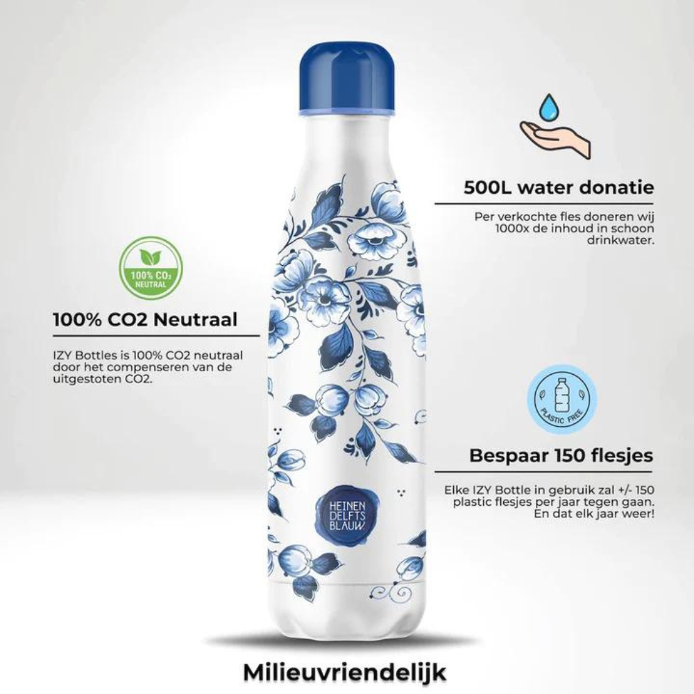 Izy bottles thermosfles Blossom - Heinen Delfts Blauw