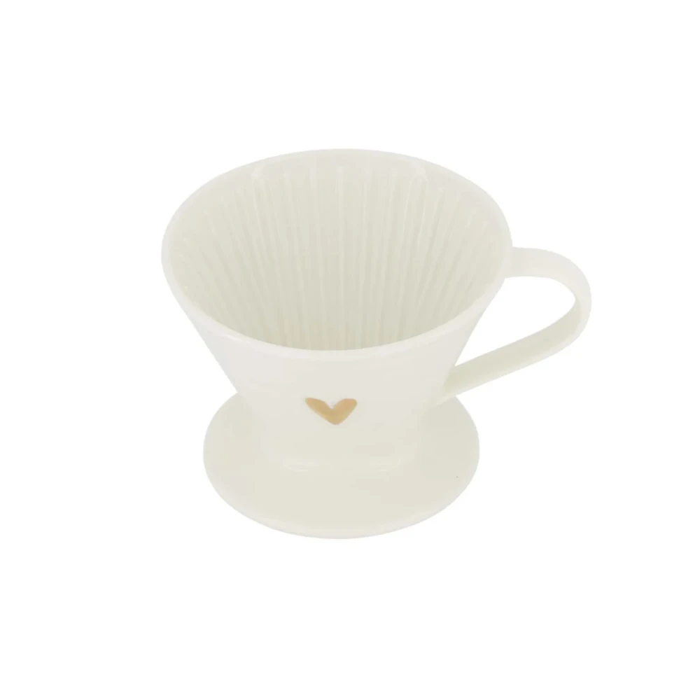 koffiefilterhouder keramiek hartje wit/goud