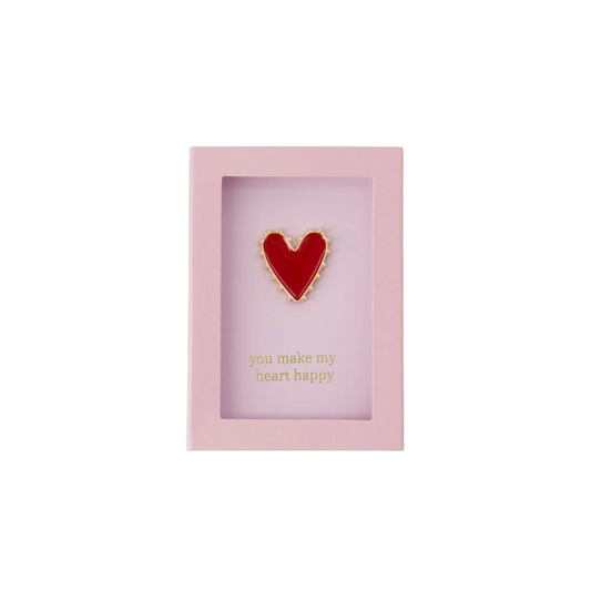 Broche in een doosje You make my heart happy