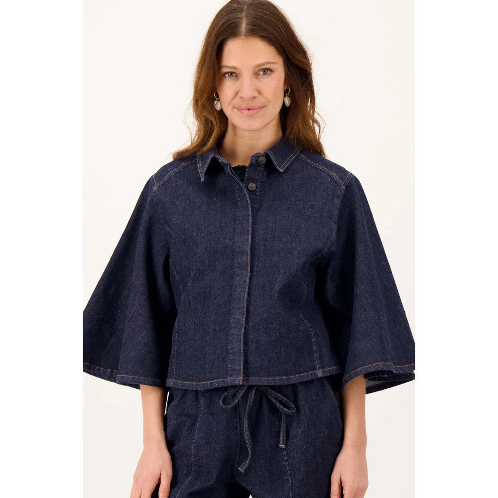 denim blouse with wide sleeve