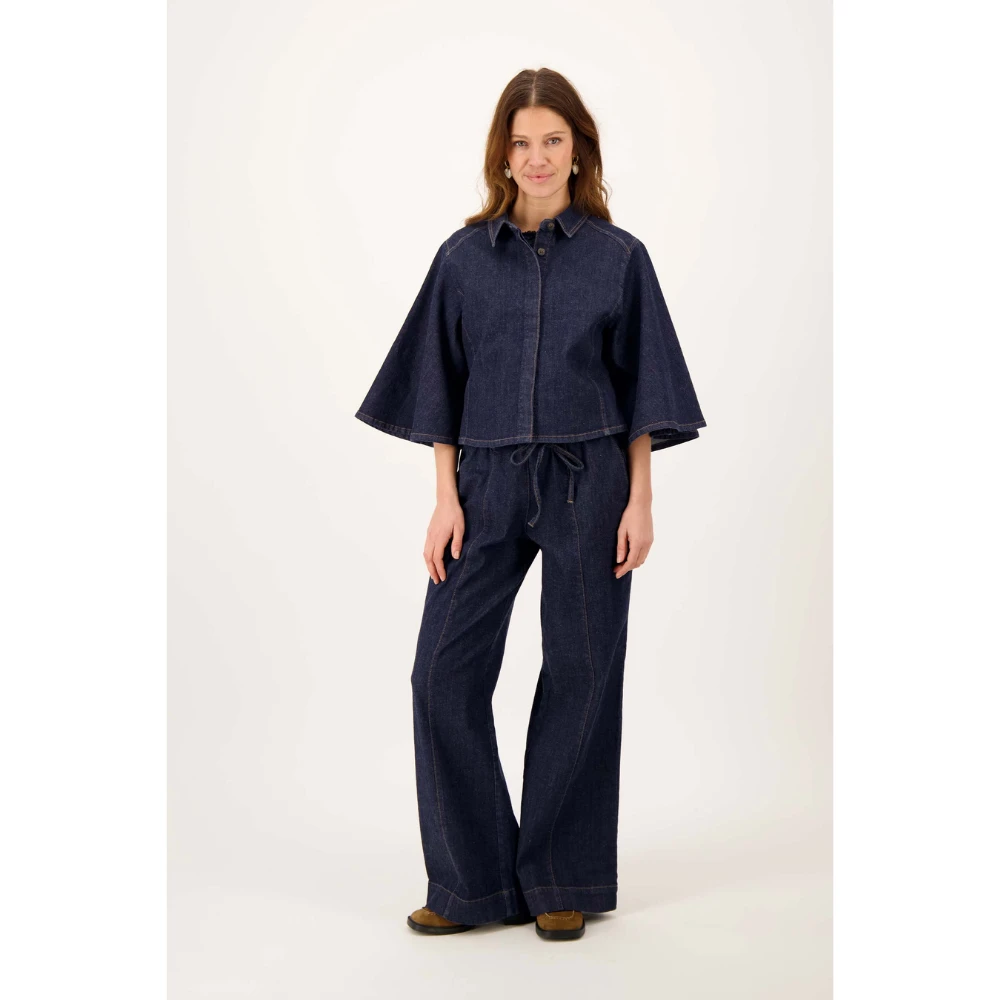 denim blouse with wide sleeve