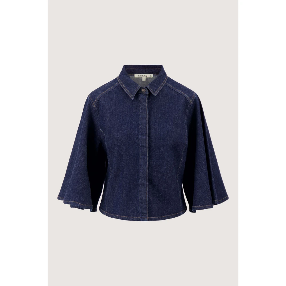 denim blouse with wide sleeve