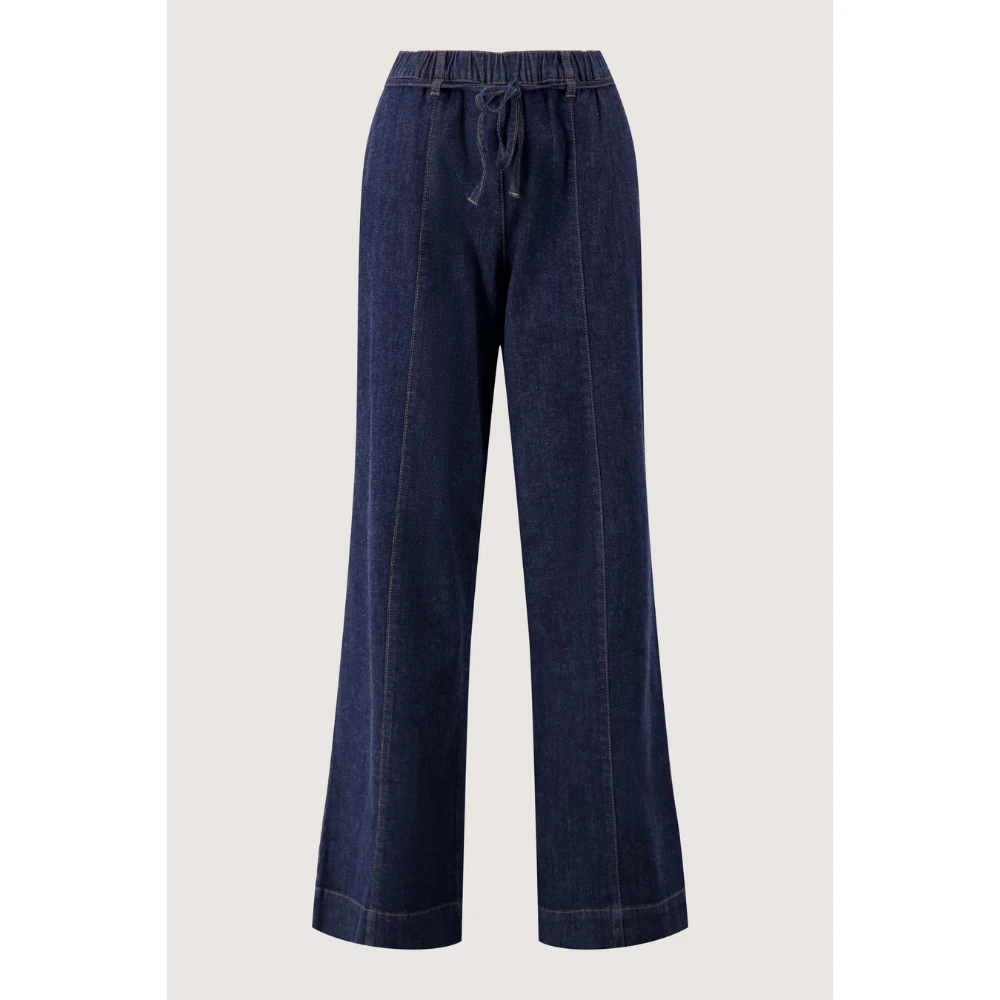 denim wide-leg trousers with stretch