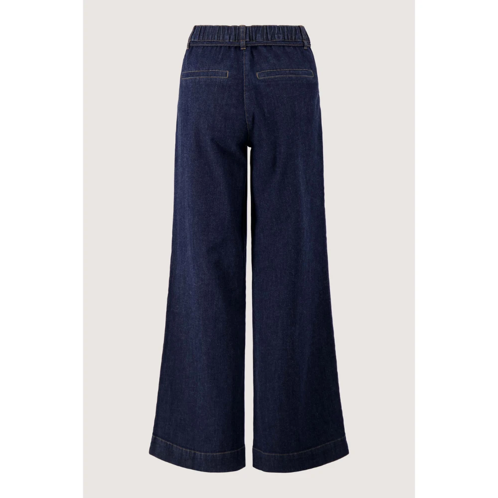 denim wide-leg trousers with stretch