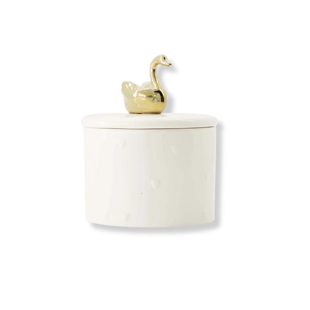 geurkaars keramiek met deksel zwaan