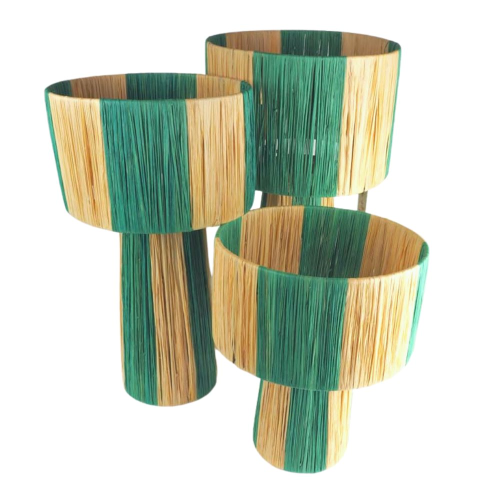 Marokkaanse raffia lamp naturel/groen L