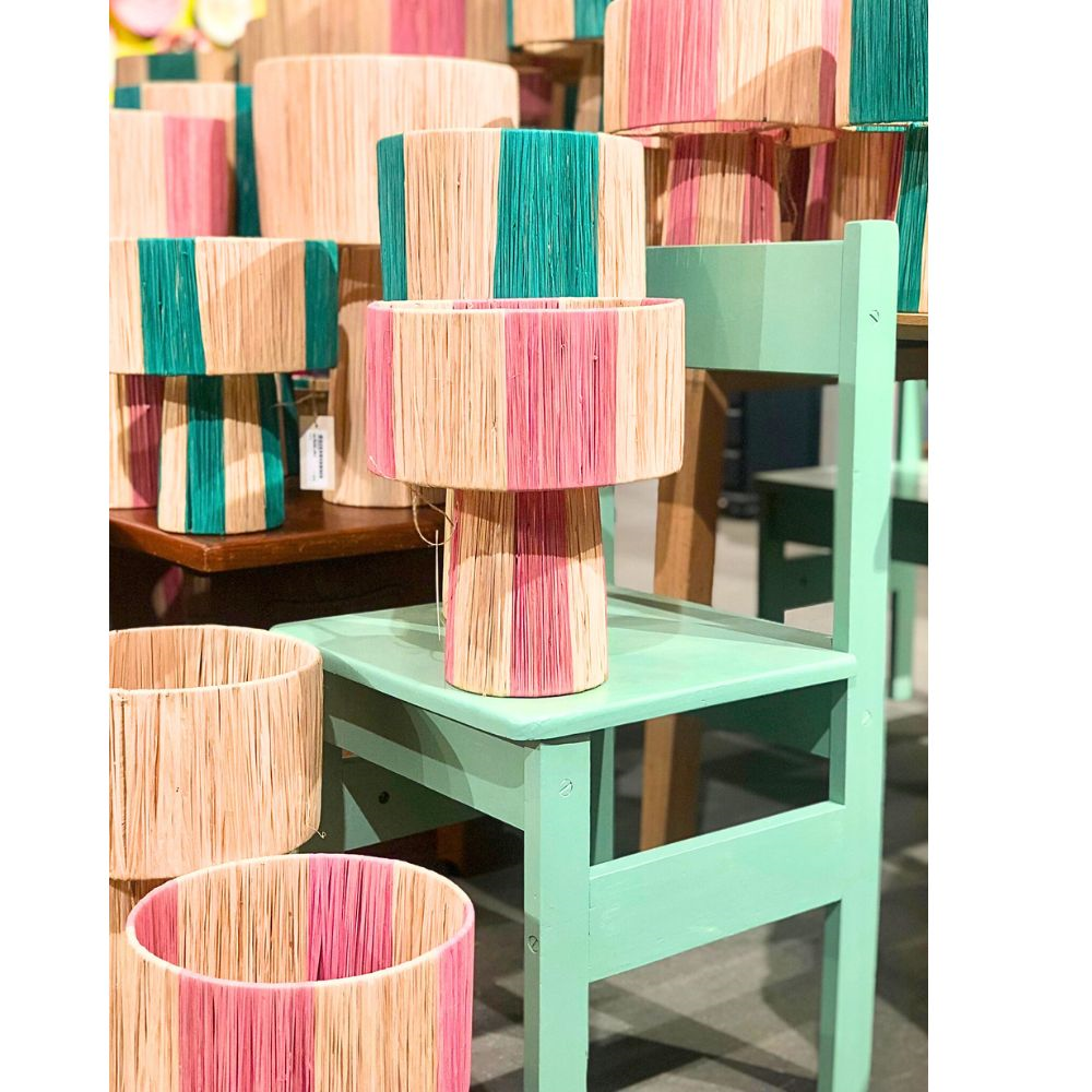 Marokkaanse raffia lamp naturel/groen L