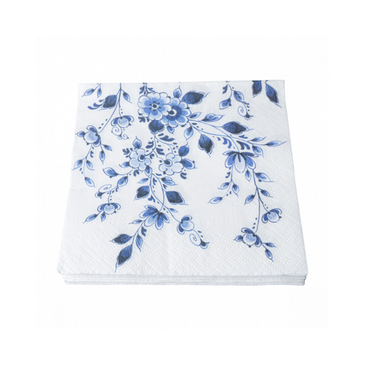Heinen Delfts Blauw bloesem servetten