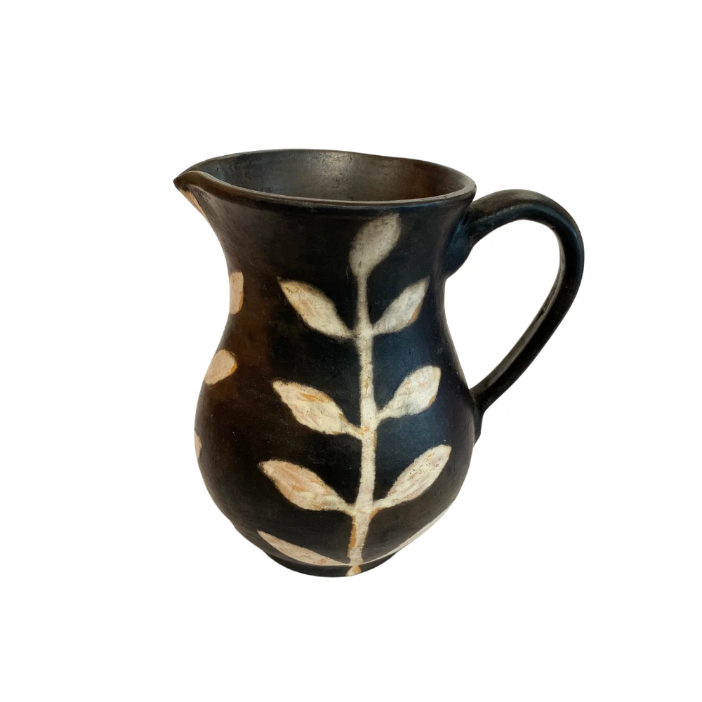 kan met oor klein zwart met blad