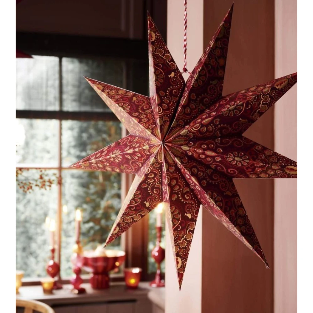 Kerstster papier overall print