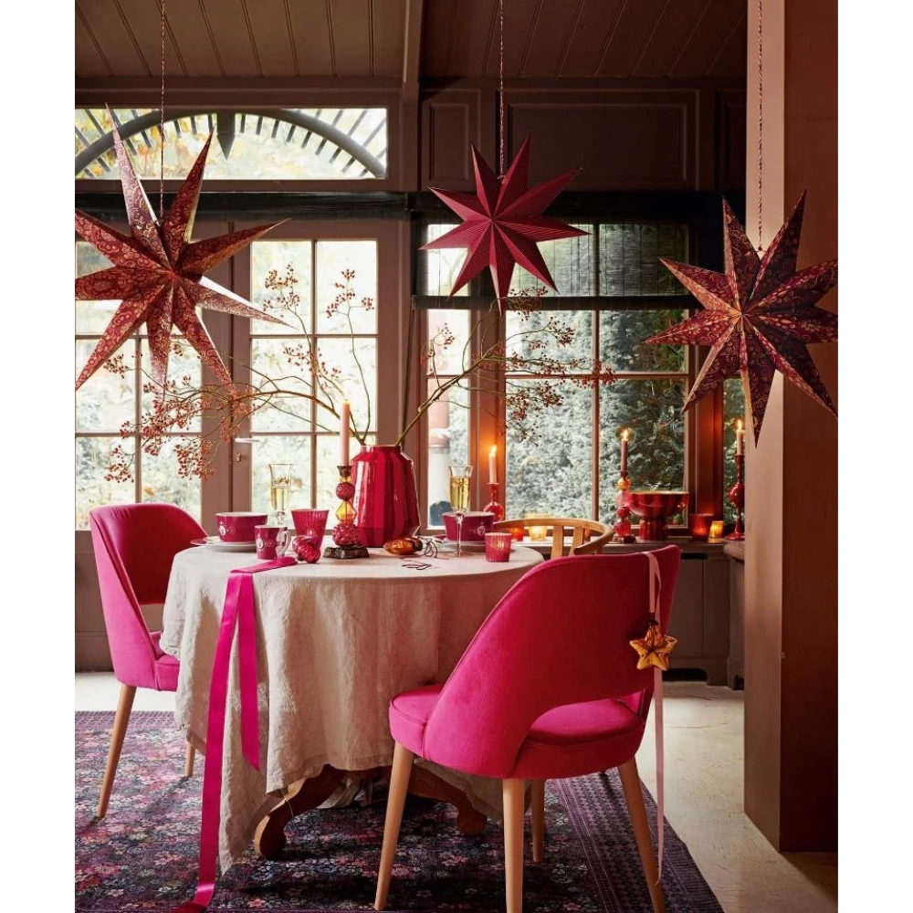 Kerstster papier overall print