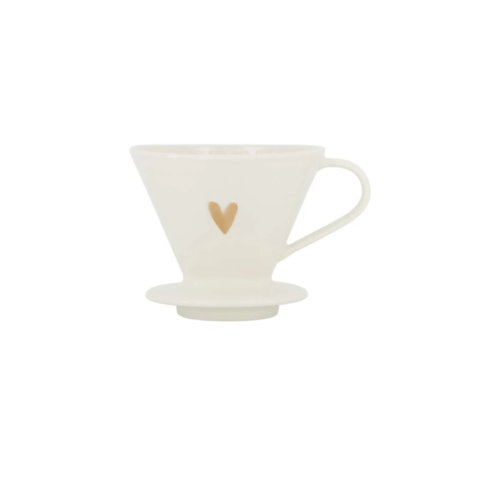 koffiefilterhouder keramiek hartje wit/goud