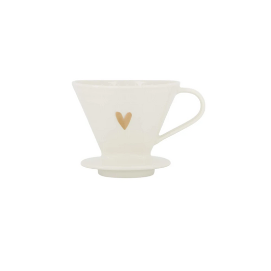 koffiefilterhouder keramiek hartje wit/goud