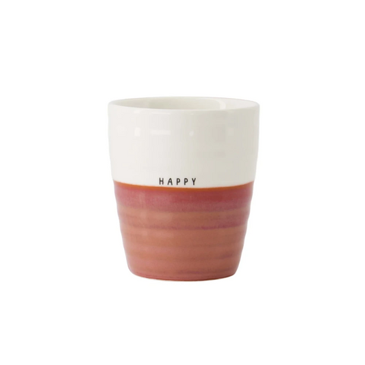 koffiemok happy wit/ burgundy