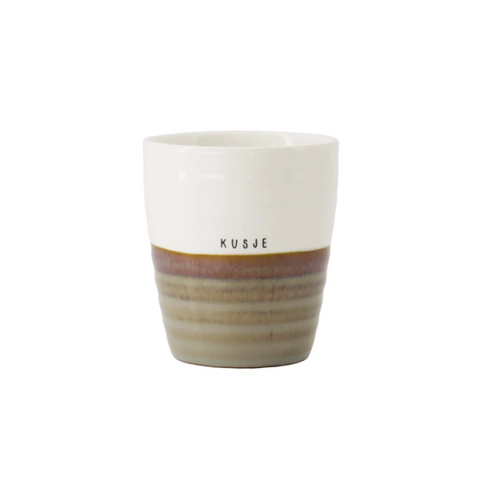 koffiemok kusje grijsblauw/wit
