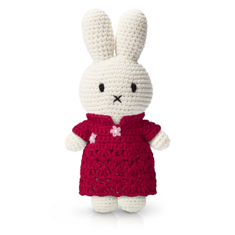 Nijntje rode jurk met kraagje en bloemen