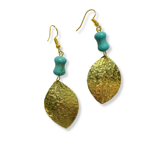 oorbellen blad met turquoise steen