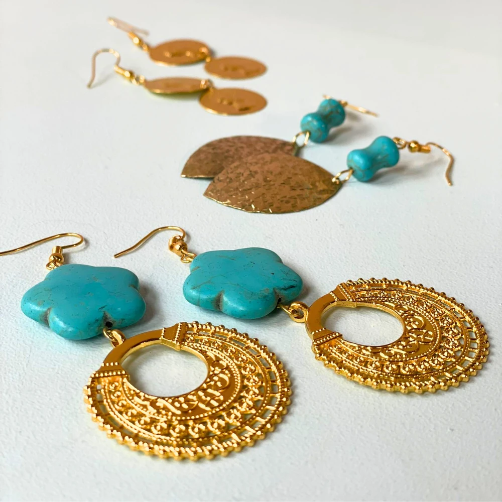 oorbellen blad met turquoise steen