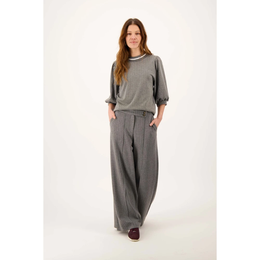 pinstripe wide-leg trousers with stretch