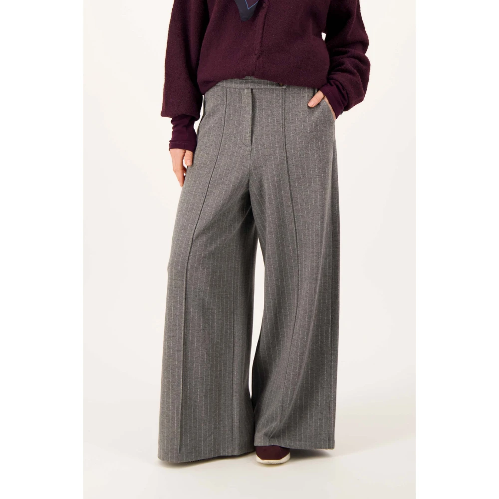 pinstripe wide-leg trousers with stretch