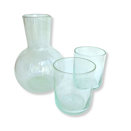 Set karaf met 2 glazen gerecycled