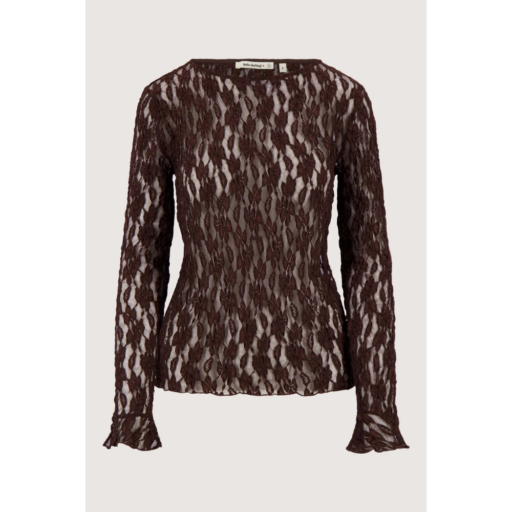 stretch lace top with ruffle sleeve