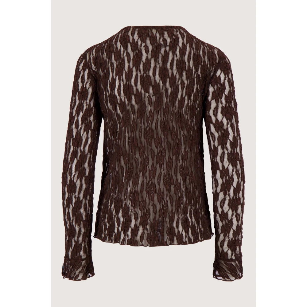 stretch lace top with ruffle sleeve