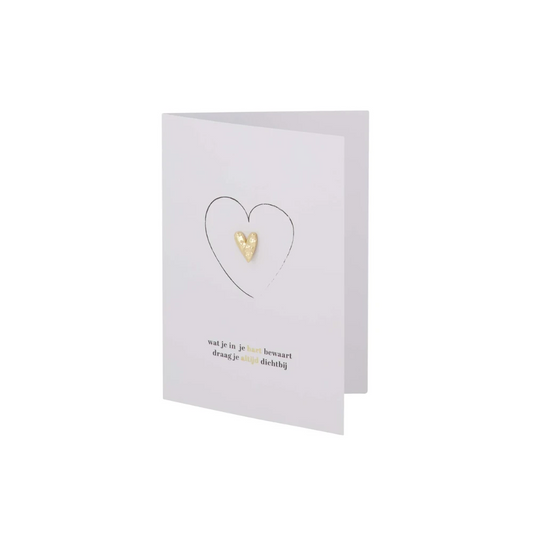 wenskaart met broche hartje